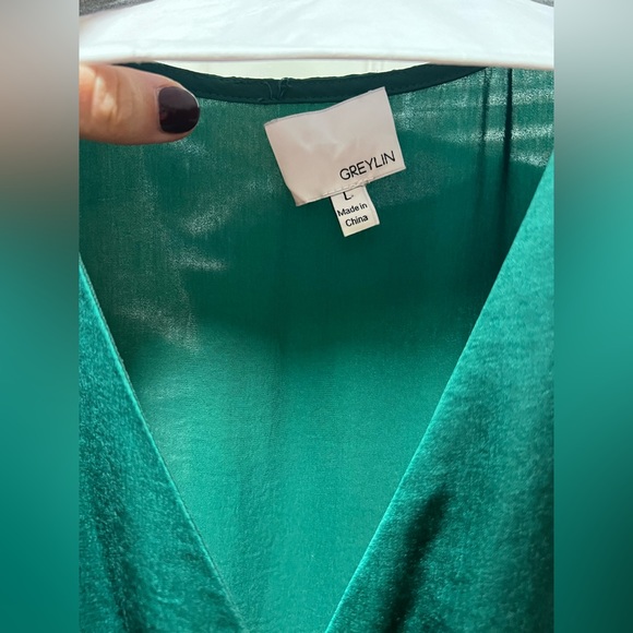 Greylin Tazanna Drape Front Long Sleeve Dress, size L - Picture 2 of 4